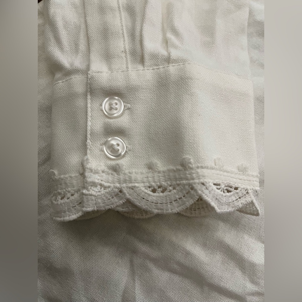 NWT Caroline Constas Ivory Battenburg Lace Button-Up. Size Large - Picture 4 of 7